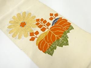 アンティーク　綴れ菊桐模様織出し袋帯（材料）